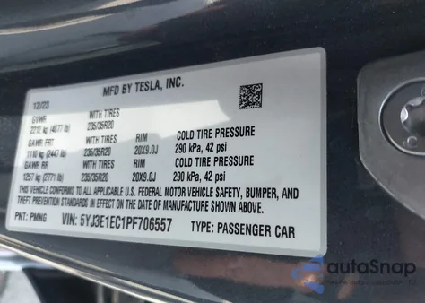 2023 Tesla Model 3 Performance Dual Motor All-Wheel Drive from USA, damaged, VIN 5YJ3E1EC1PF706557